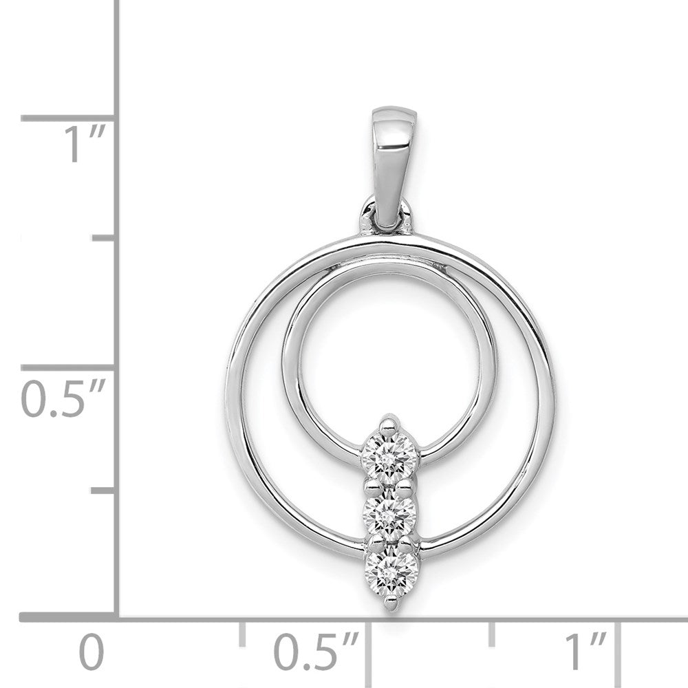 14k White Gold 2.7mm Diamond Three Stone Circle Pendant