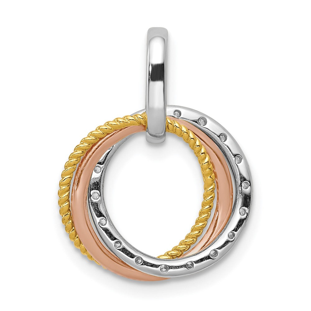 14k Tri-color 1/20ct. Diamond Moveable Circles Pendant