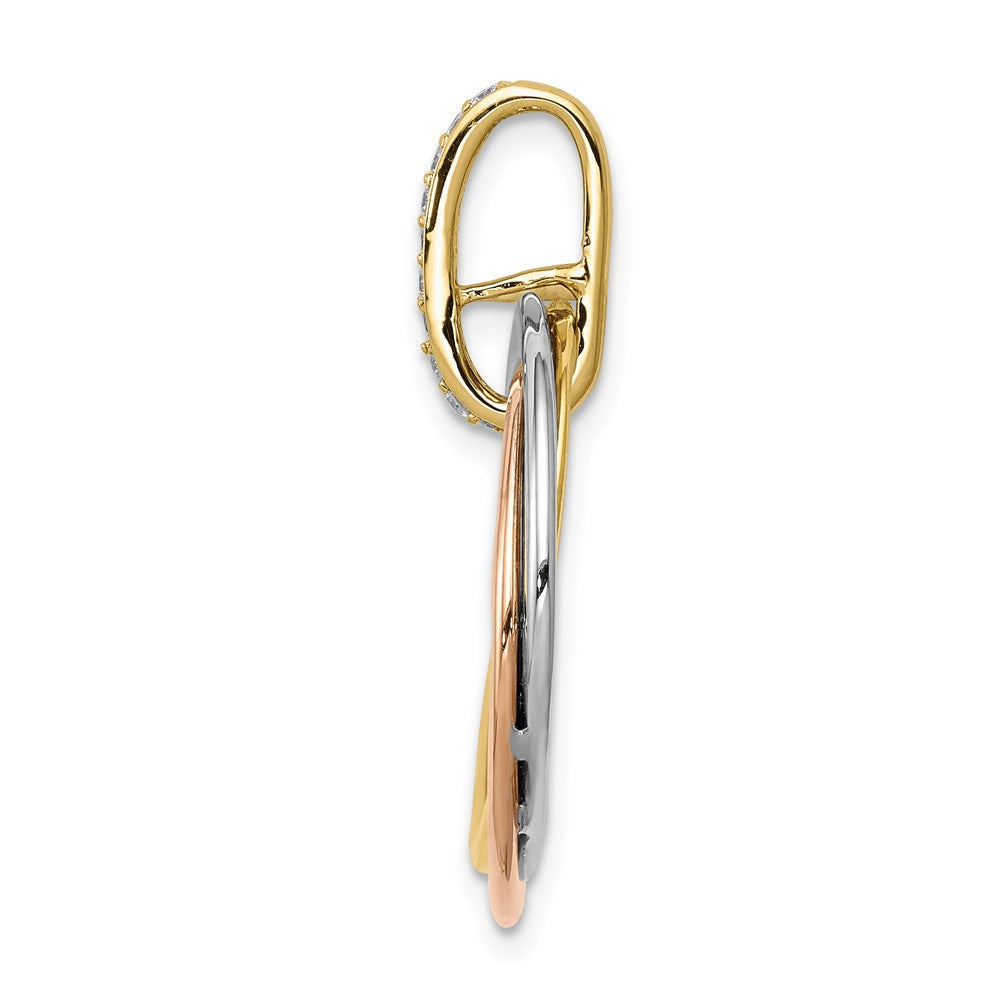 14k Tri-color 1/10ct. Diamond Intertwined Circles Pendant