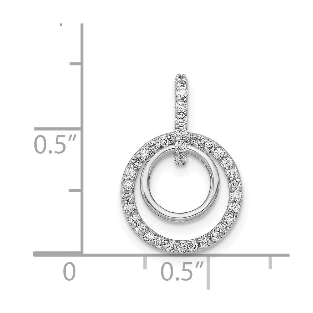 14k White Gold 1/4ct. Diamond Double Circle Dangle Pendant