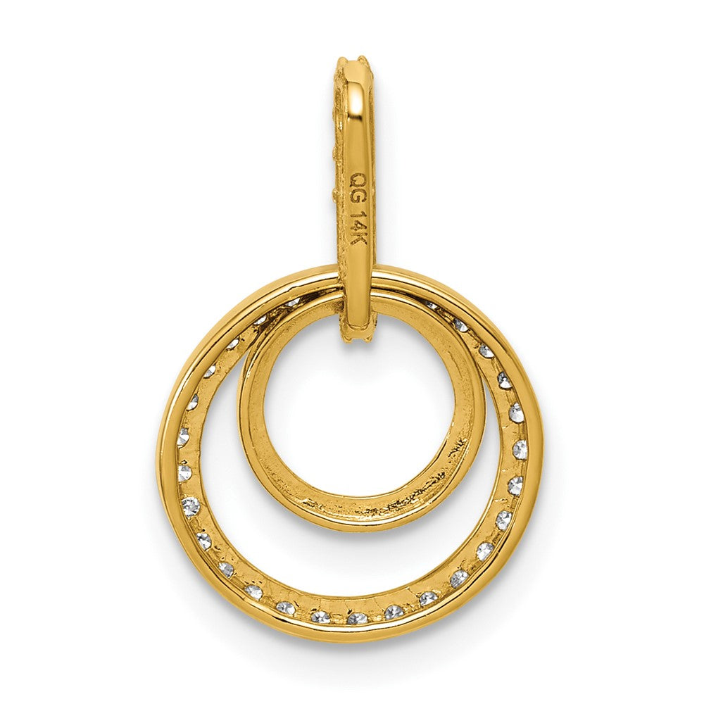 14k 1/4ct. Diamond Double Circle Dangle Pendant