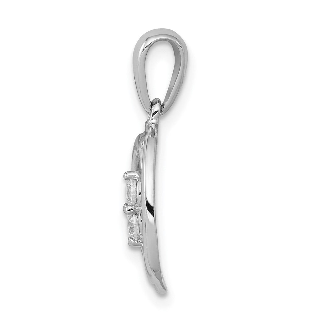 14k White Gold Polished 1/8ct. Diamond Oval Pendant
