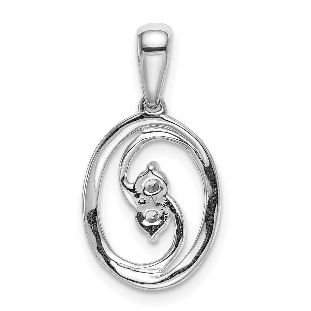 14k White Gold Polished 1/8ct. Diamond Oval Pendant