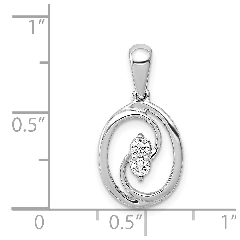 14k White Gold Polished 1/8ct. Diamond Oval Pendant