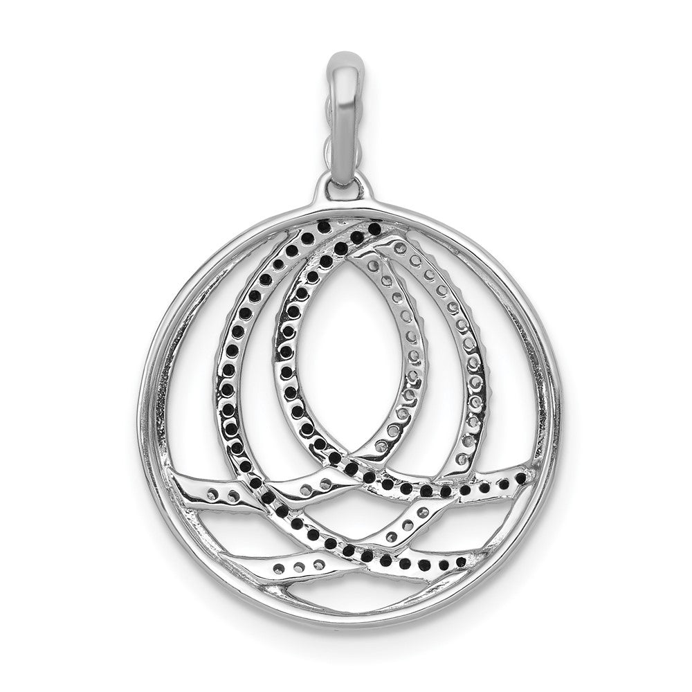 14k White Gold 3/8ct. White and Black Diamond Fancy Circle Pendant