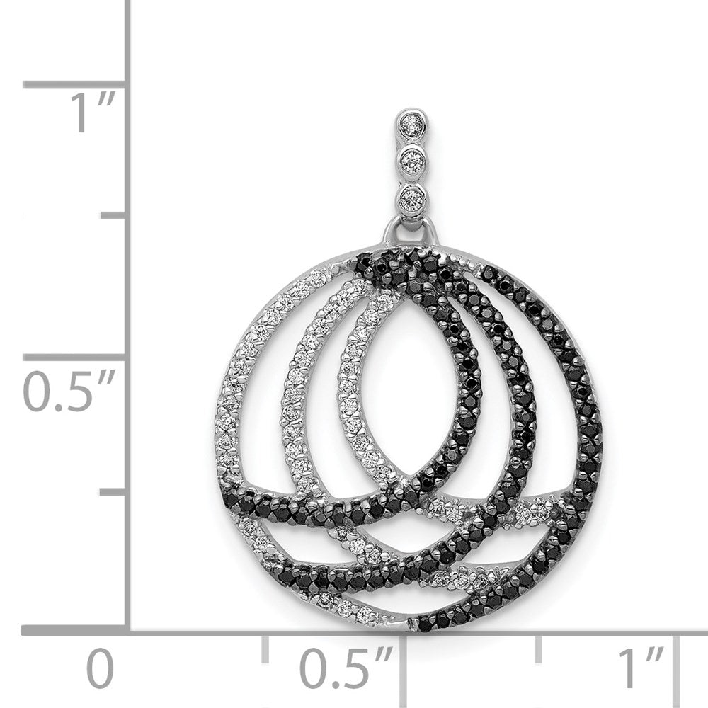 14k White Gold 3/8ct. White and Black Diamond Fancy Circle Pendant