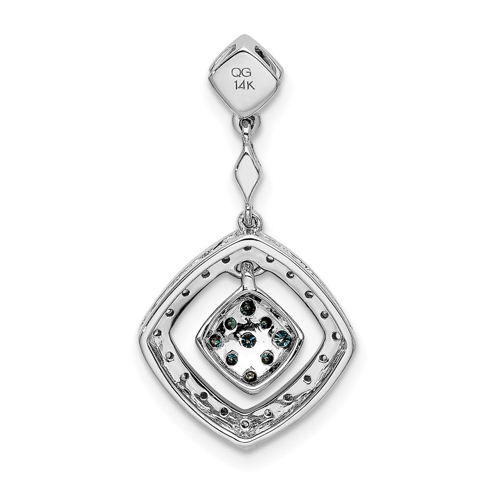 14k White Gold 1/4ct. White and Blue Diamond Dangle Pendant