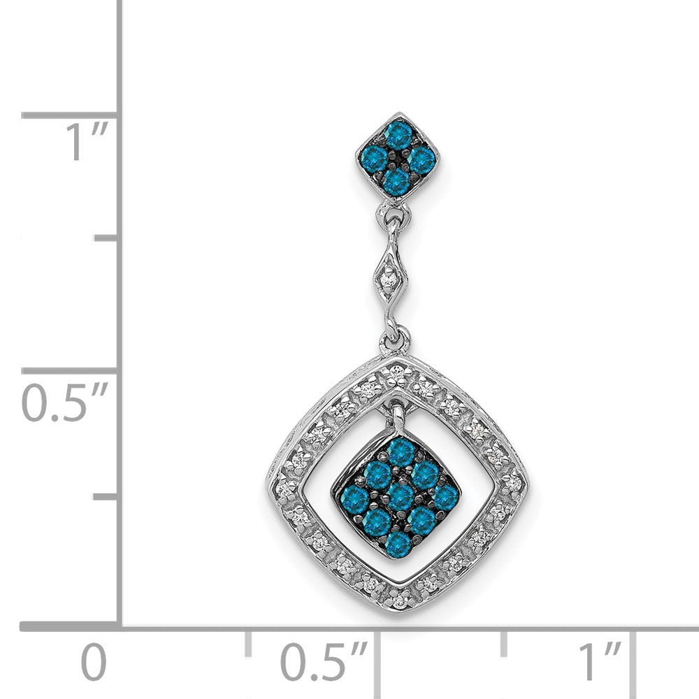 14k White Gold 1/4ct. White and Blue Diamond Dangle Pendant