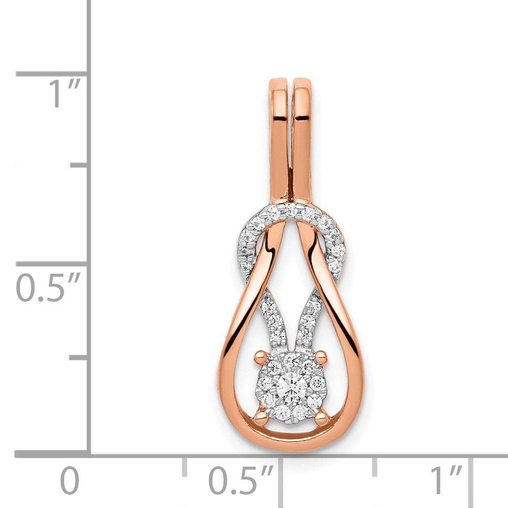 14k Rose Gold 1/6ct. Diamond Square Knot Slide Pendant