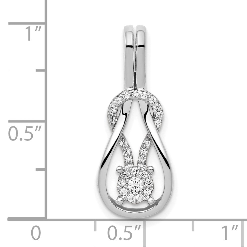14k White Gold 1/6ct. Diamond Square Knot Slide Pendant