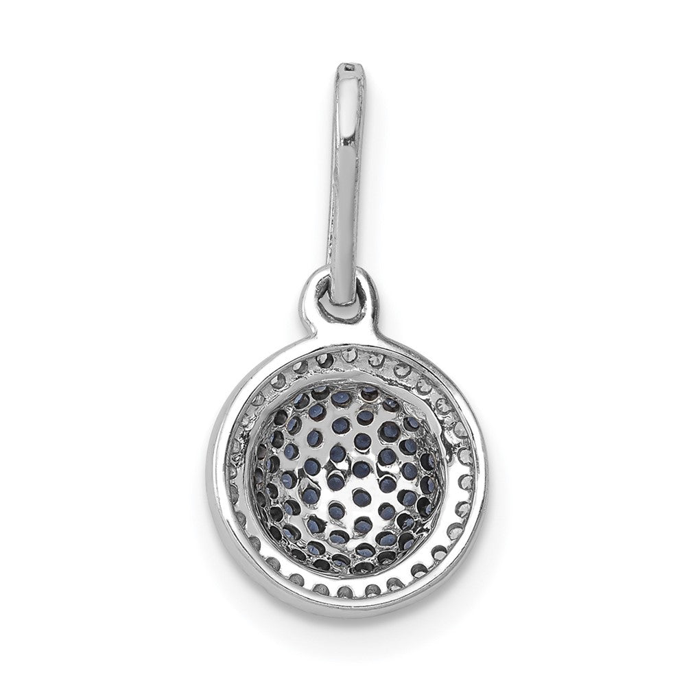 14k White Gold White/Blue Diamond Circle Cluster Pendant