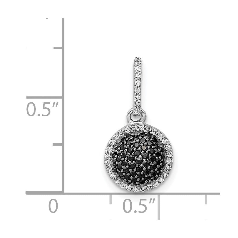 14k White Gold White/Black Diamond Circle Cluster Pendant