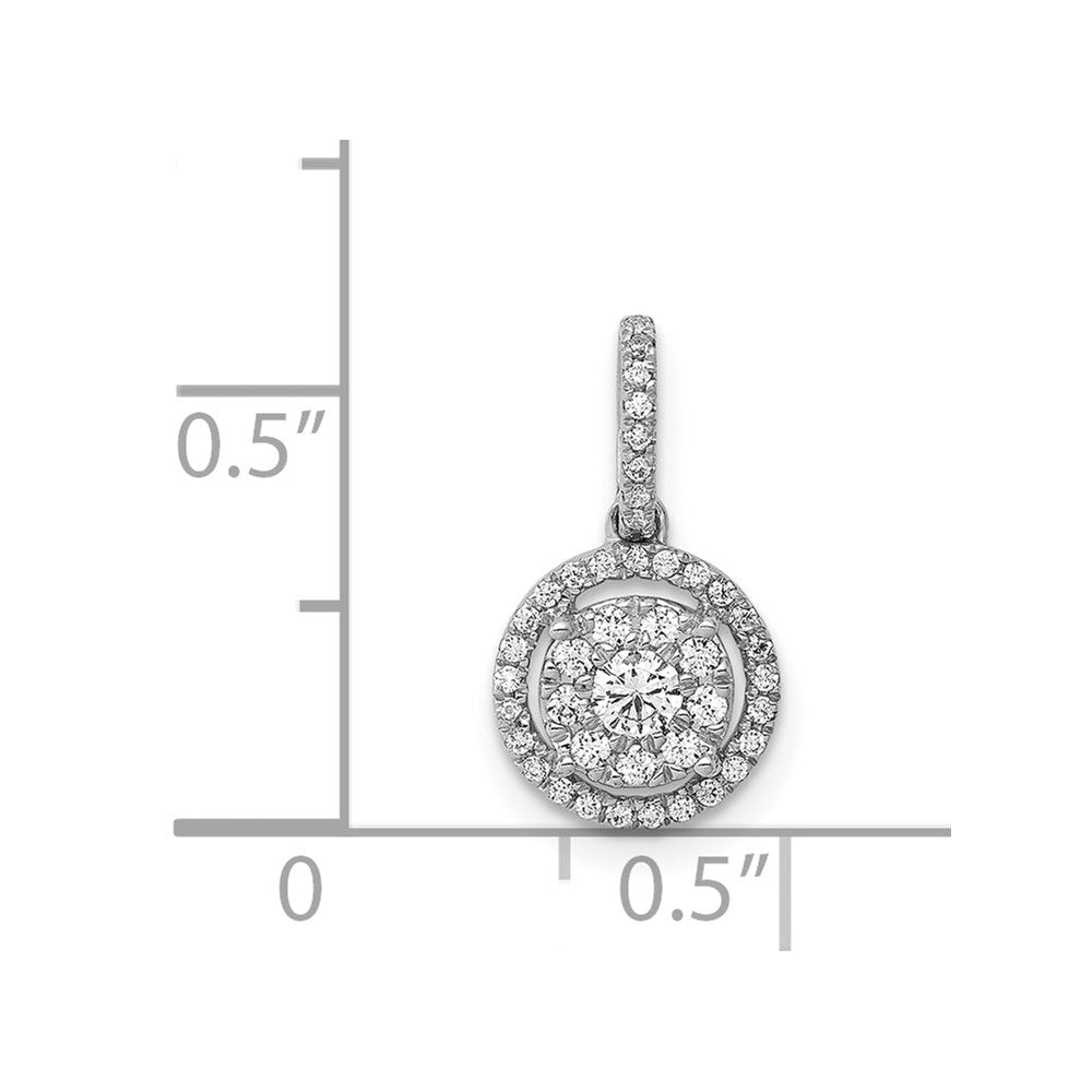 14k White Gold 1/4ct. Diamond Round Halo Cluster Pendant