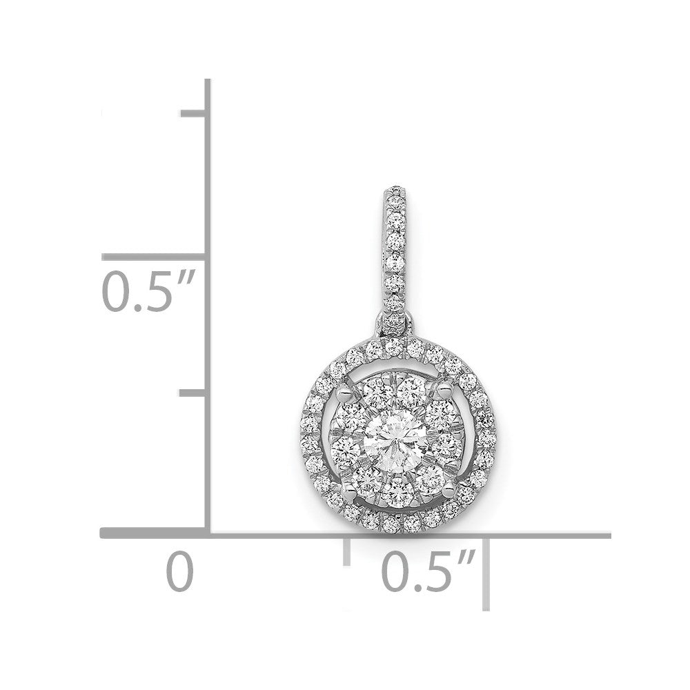 14k White Gold 1/3ct. Diamond Round Halo Cluster Pendant