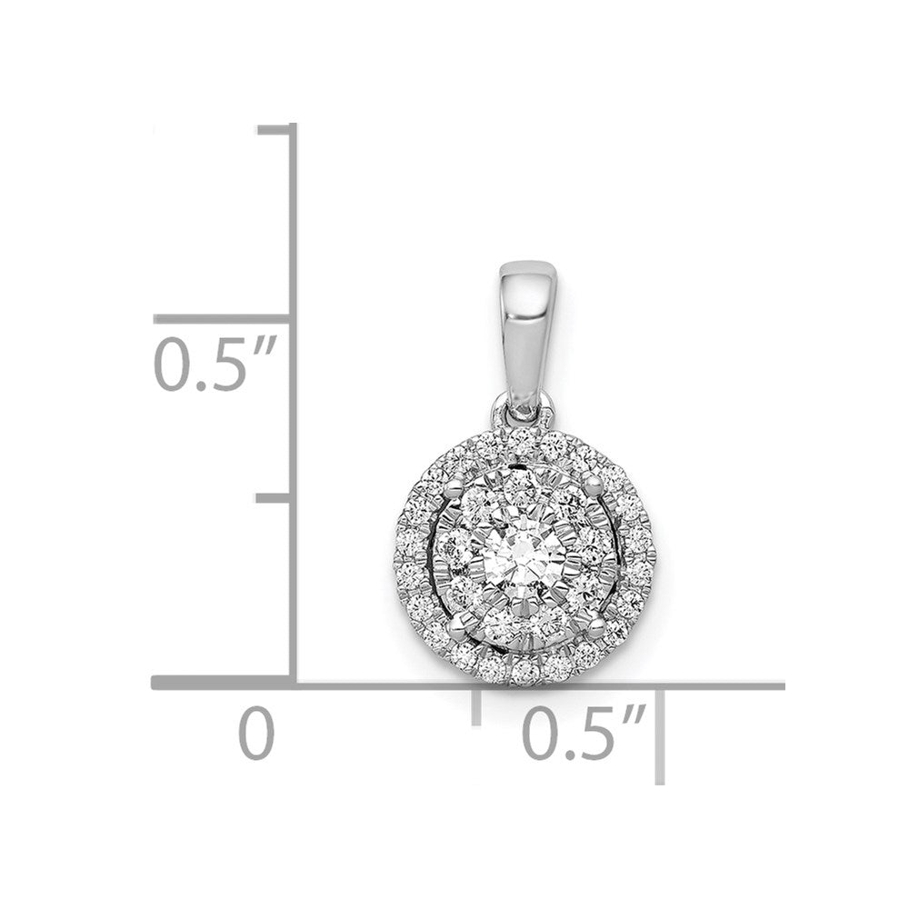 14k White Gold 1/3ct. Diamond Round Halo Cluster Pendant
