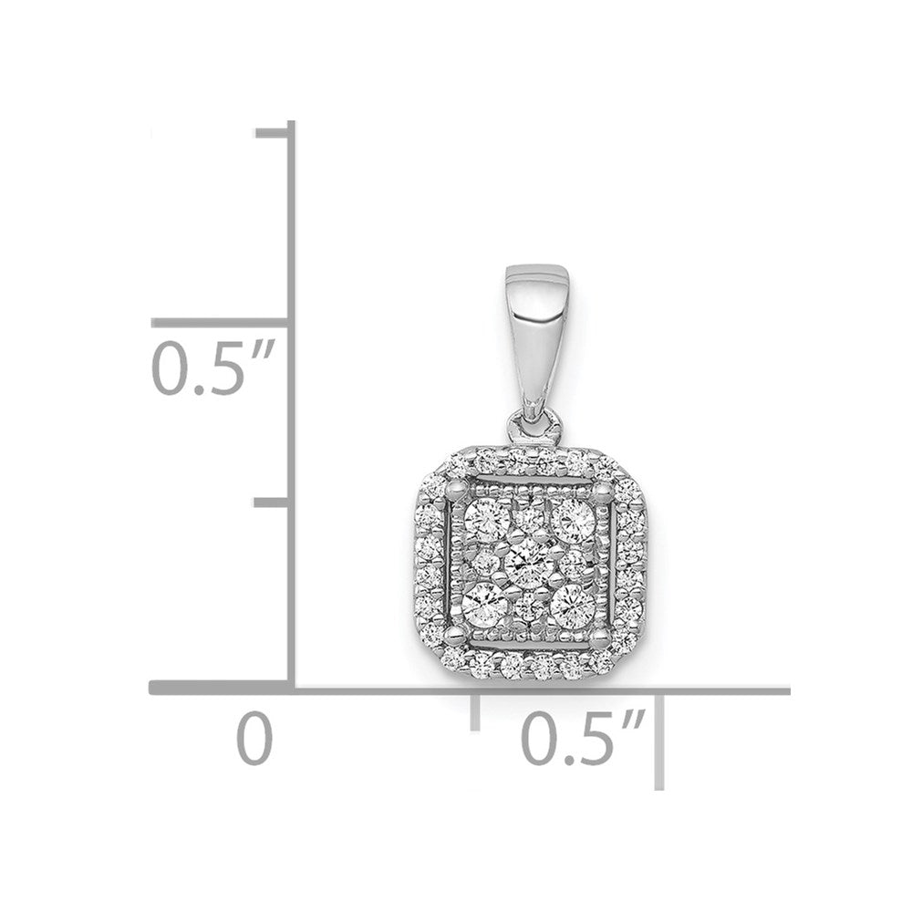 14k White Gold 1/4ct. Diamond Square Cluster Pendant