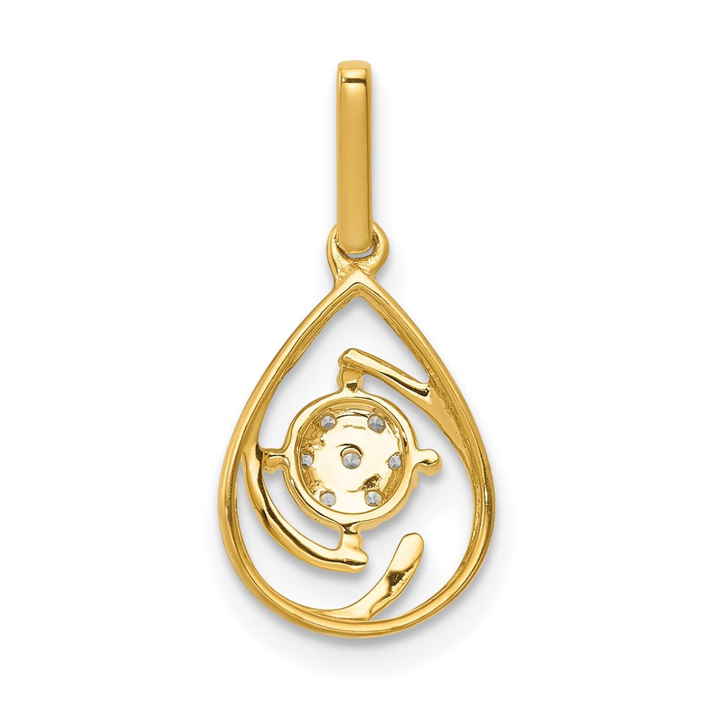 14k Polished 1/15ct. Diamond Fancy Teardrop Pendant