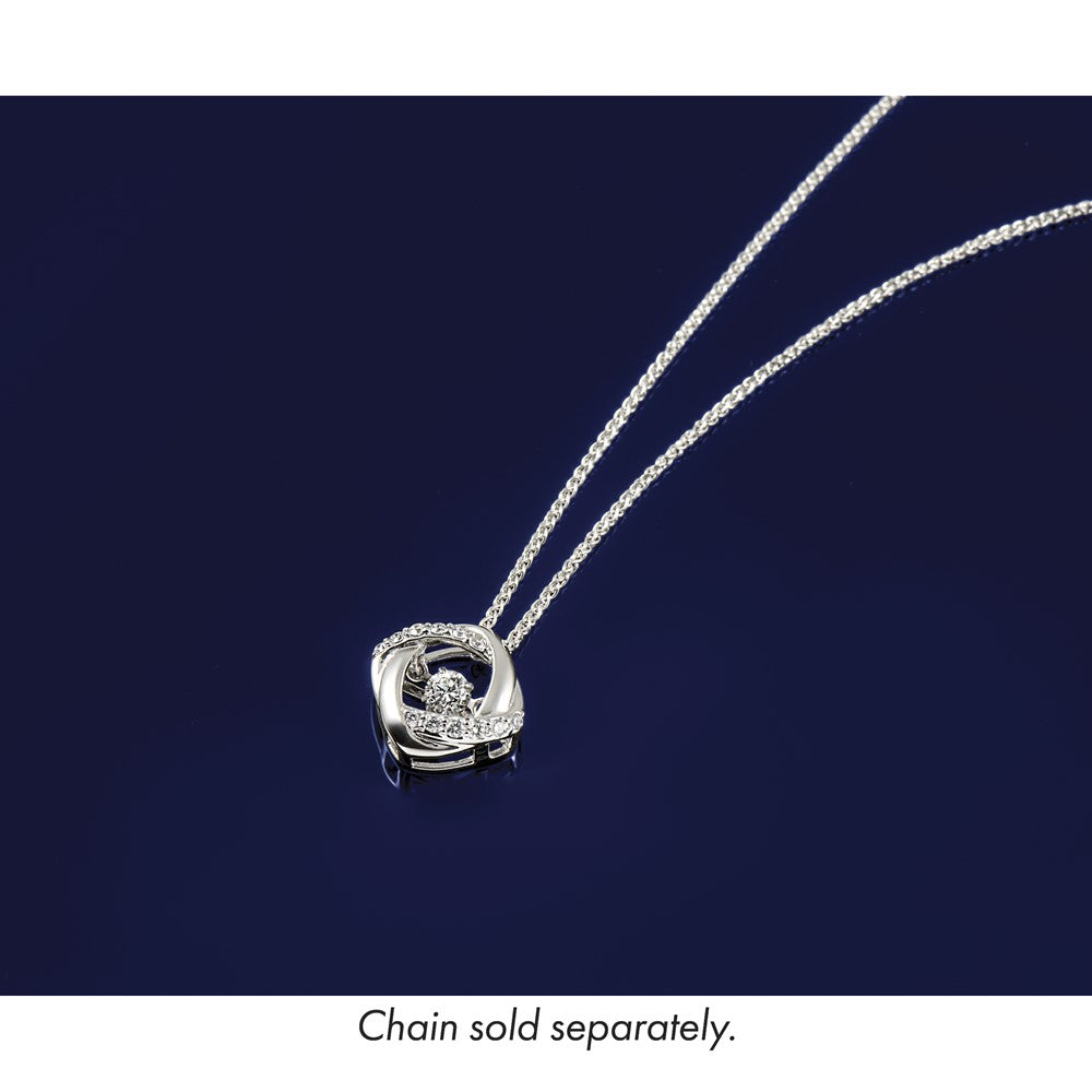 14k White Gold 1/4ct. Vibrant Diamond Entwined Squares Chain Slide