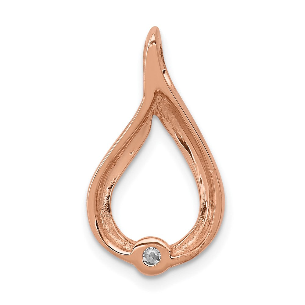 14k Rose Gold 1/10ct. Diamond Teardrop Chain Slide