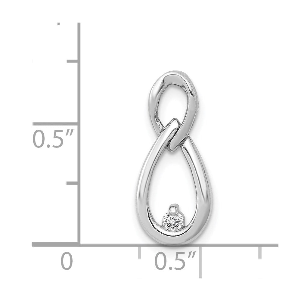 14k White Gold 1/20ct. Diamond Teardrop Infinity Chain Slide