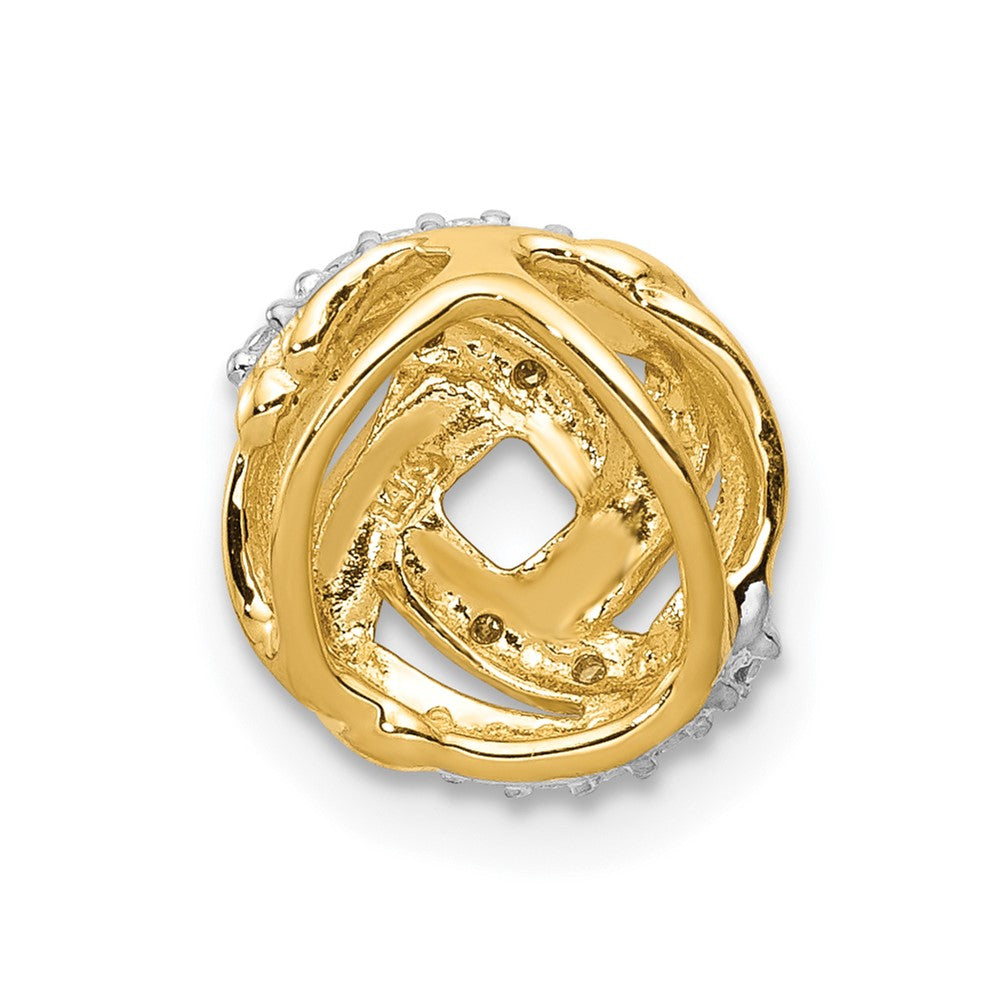 14k .02ct. Diamond w/Rhodium Accents Round Chain Slide