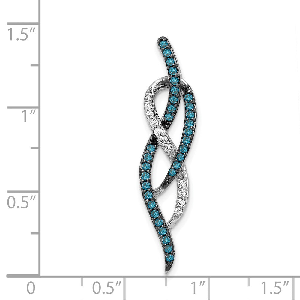 14k White Gold 1/3ct. Blue and White Diamond Fancy Chain Slide
