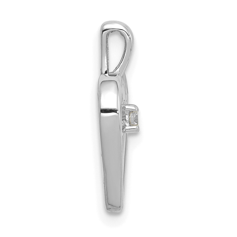 14k White Gold AA .03ct. Diamond Heart Pendant