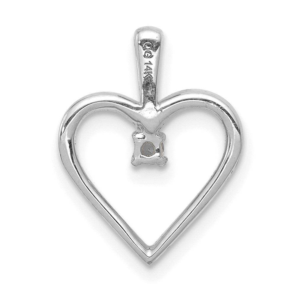 14k White Gold AA .03ct. Diamond Heart Pendant
