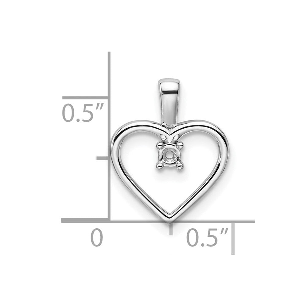 14k White Gold Heart Pendant .05ct. Mounting