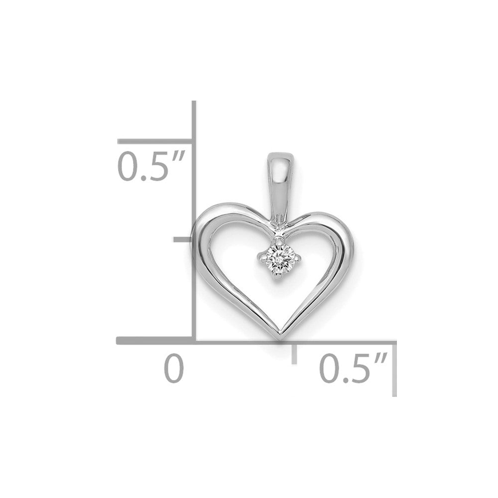 10K White Gold AA .02ct. Diamond Heart Pendant