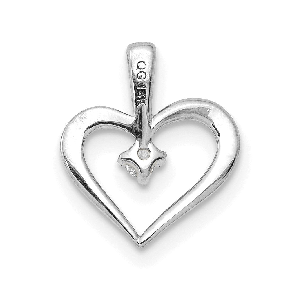 14k White Gold AA .02ct. Diamond Heart Pendant