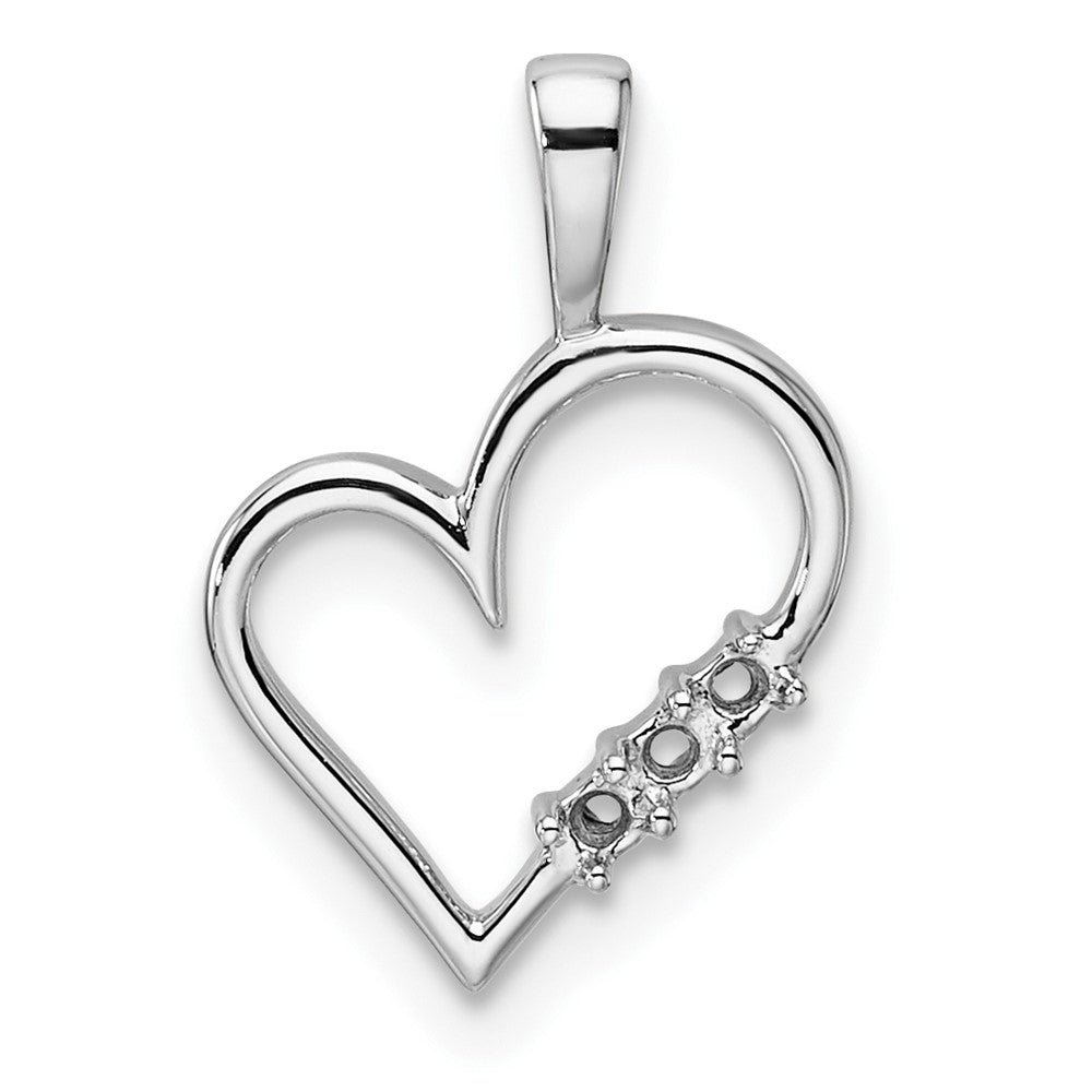14k White Gold Heart Pendant Mounting