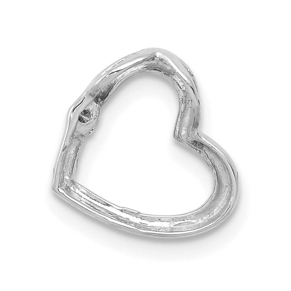 14k White Gold AA Diamond Heart Chain Slide