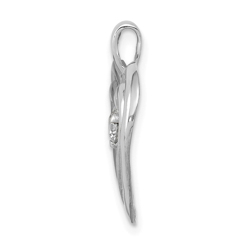 14k White Gold AA Diamond Double Heart Pendant