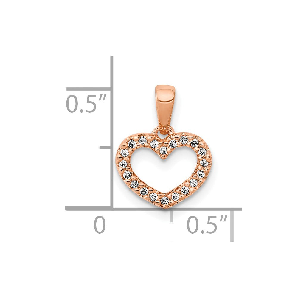10K Rose Gold .03ct. Diamond Heart Pendant