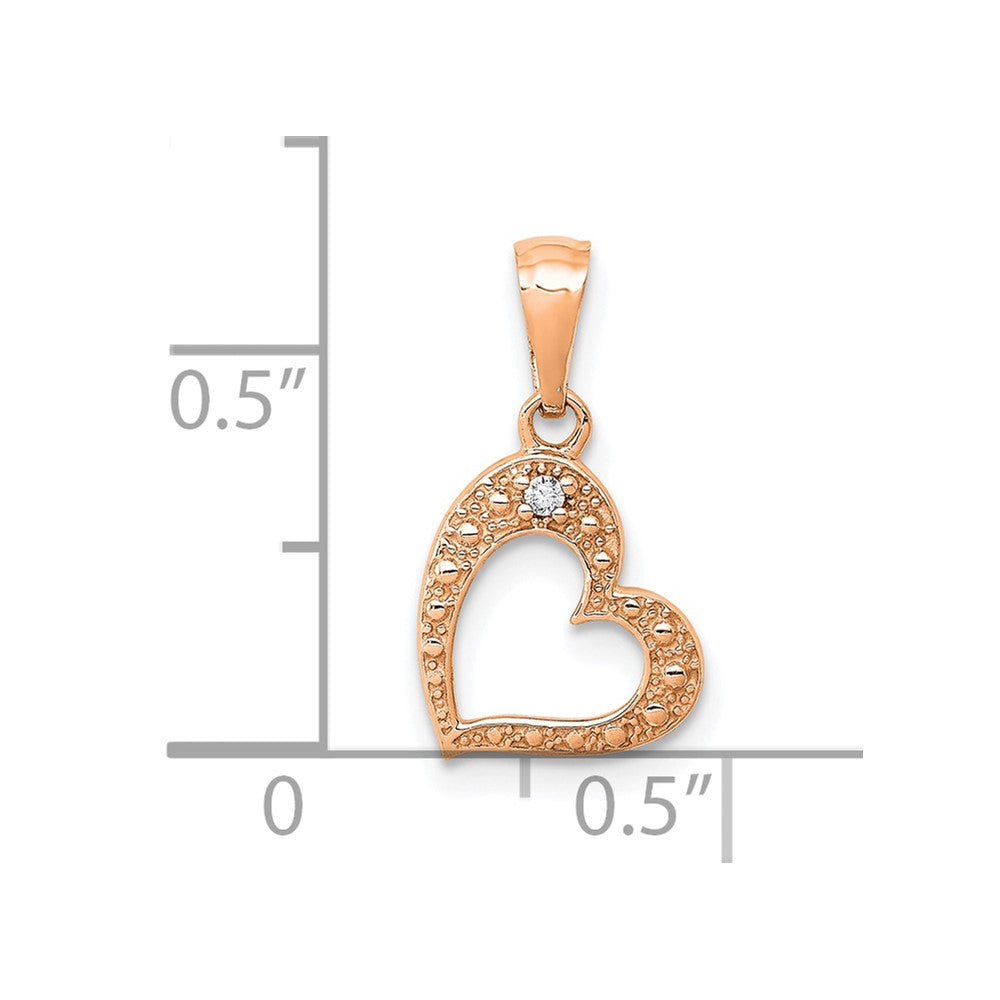 10K Rose Gold .01ct. Diamond Heart Pendant