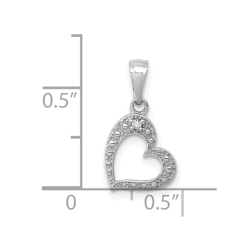 10K White Gold .01ct. Diamond Heart Pendant