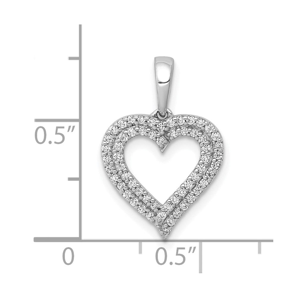 10K White Gold 1/4ct. Diamond 2-row Heart Pendant