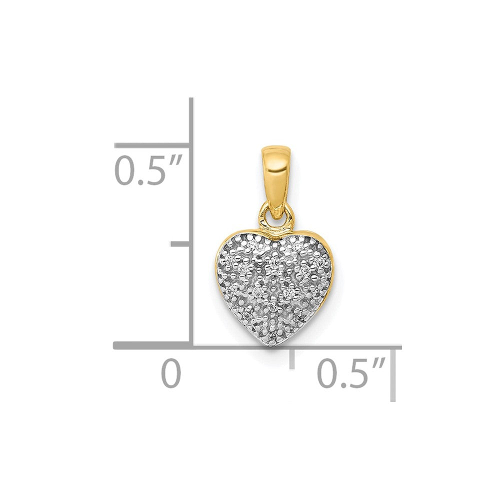 10k w/ White Rhodium Diamond Heart Pendant
