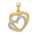 14k Yellow Gold w/Rhodium Diamond Entwined Hearts Pendant