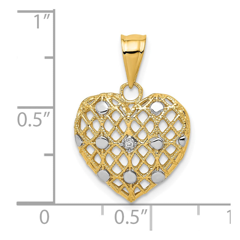 10k and White Rhodium 1/2pt Diamond Heart Pendant