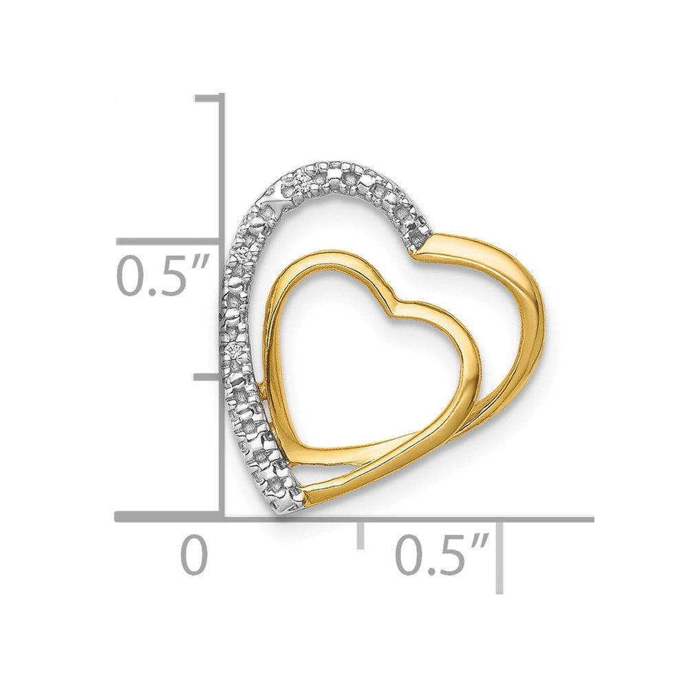 10k .01ct. Diamond Double Heart Chain Slide