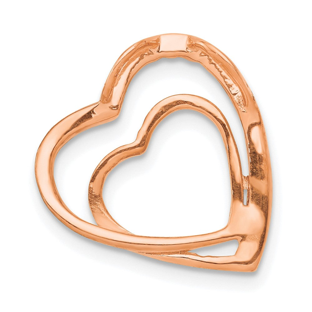 14k Rose Gold .01ct. Diamond Double Heart Chain Slide