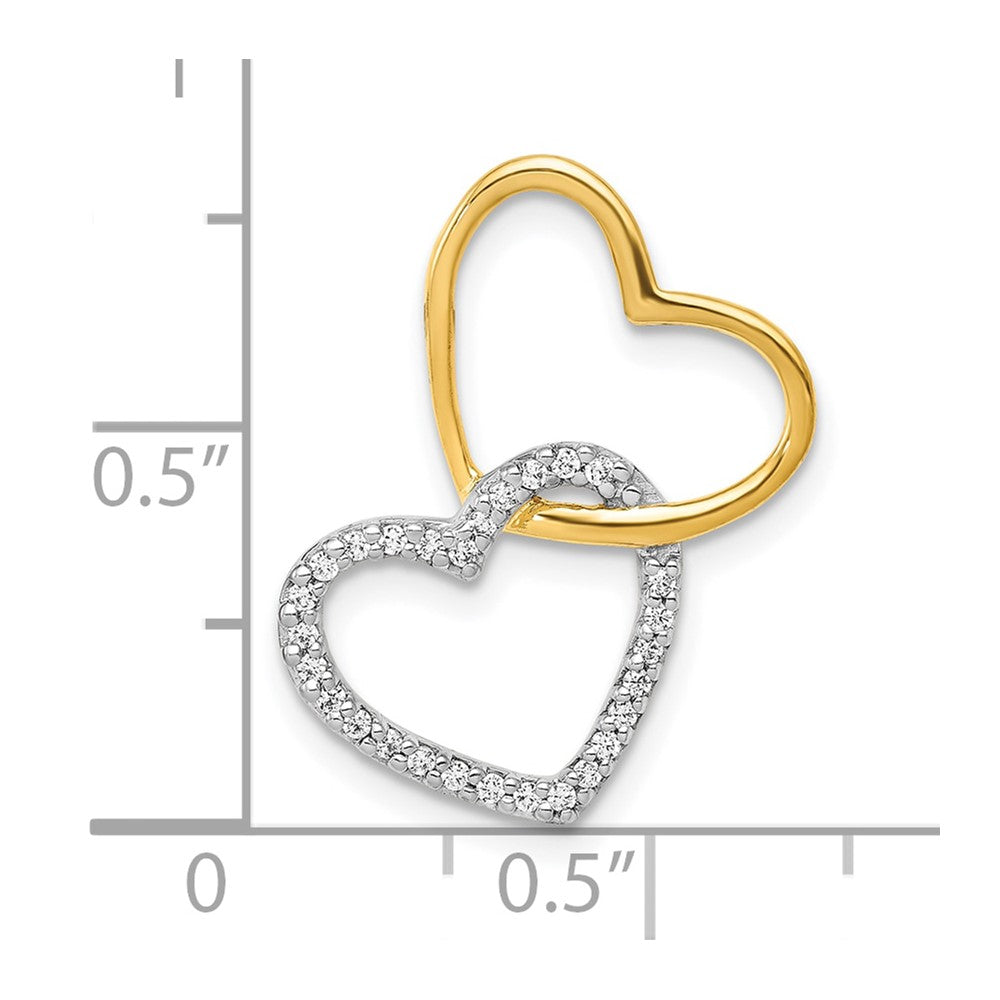 10k Two-Tone 1/10ct. Diamond Double Heart Chain Slide