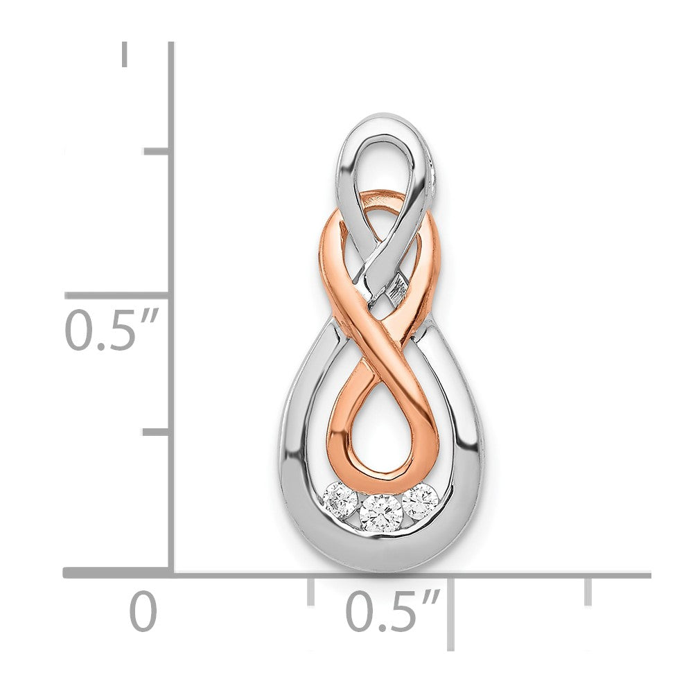 10K White and Rose Gold Diamond Double Infinity Chain Slide
