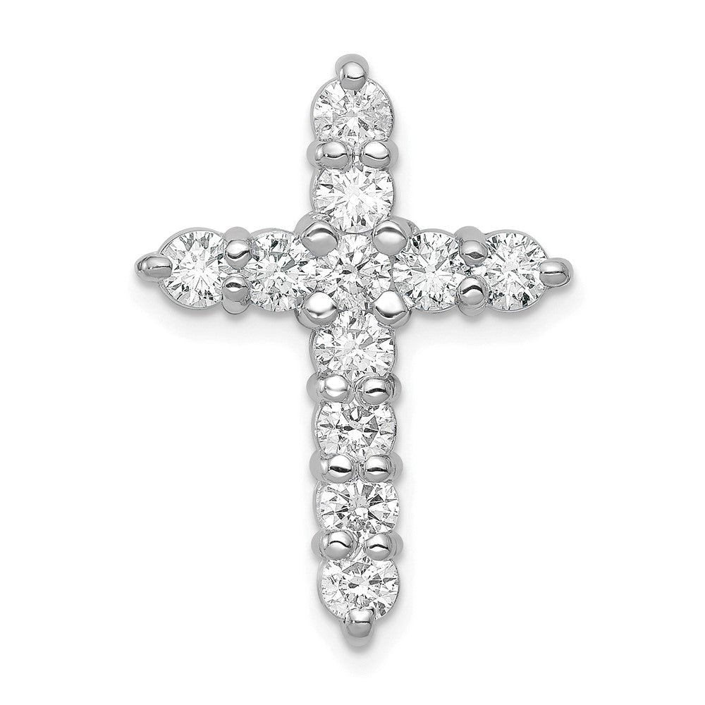 14k White Gold AA 1.25ct. Diamond Cross Chain Slide