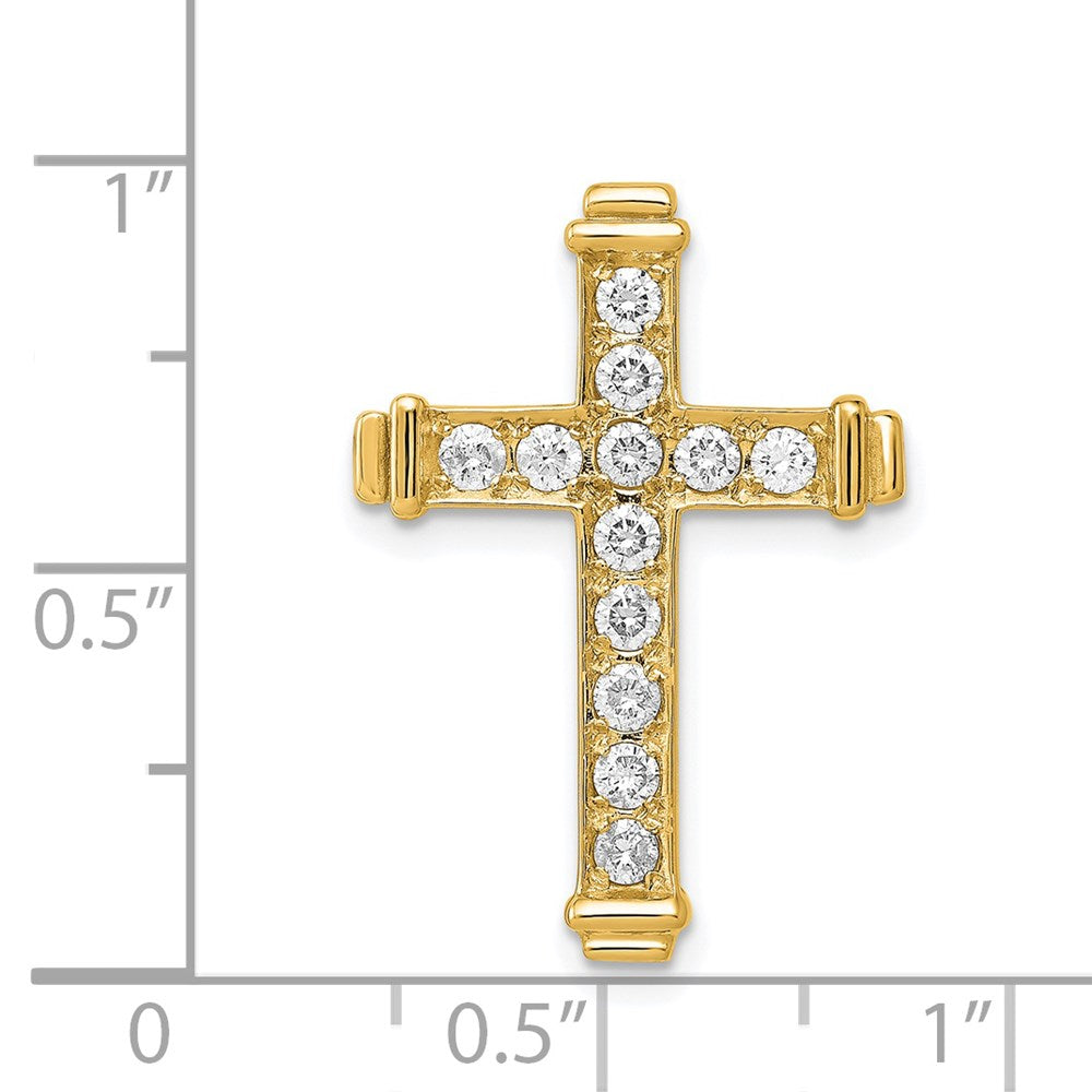 14k AA 3/8ct. Diamond Latin Cross Chain Slide