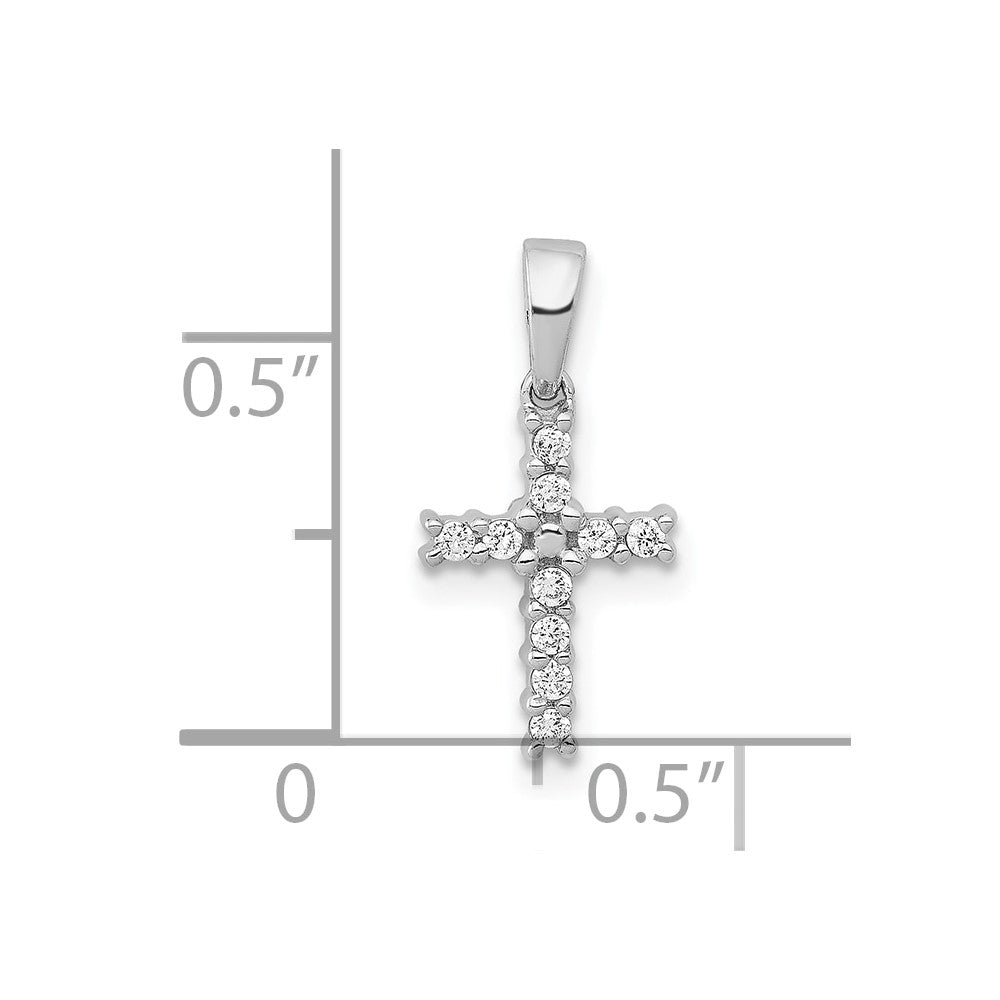 10K White Gold Diamond Latin Cross Pendant