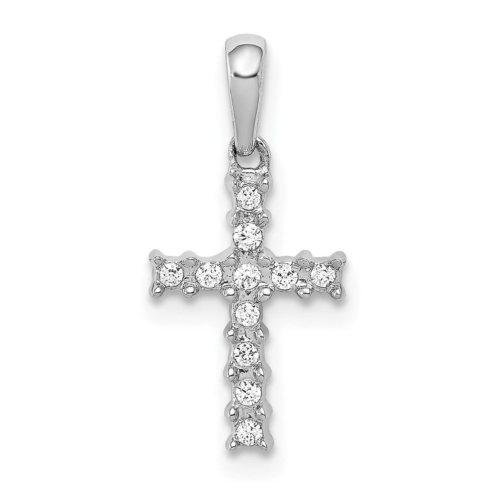 10K White Gold 1/20ct. Diamond Latin Cross Pendant