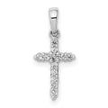 10K White Gold Polished Diamond Cross Pendant